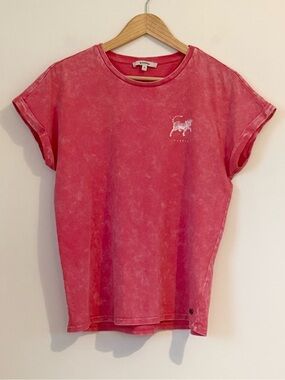 Garcia Pink Distressed Vintage Inspired Acid Wash Short Sleeve T Shirt